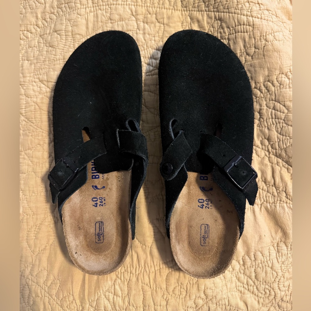 Birkenstock Boston, Soft footbed, Black, Women’s size 9/EU40, Narrow